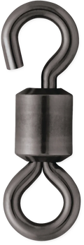 VMC Open Eye Rolling Swivel made of durable metal with a top hook eye and a bottom loop eye, designed for smooth rotation in fishing tackle setups.