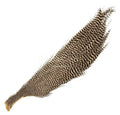 Wapsi Ewing Half Capes in natural grizzly pattern, featuring long, thin feathers with black and white barring, used for crafting fishing lures and tackle.