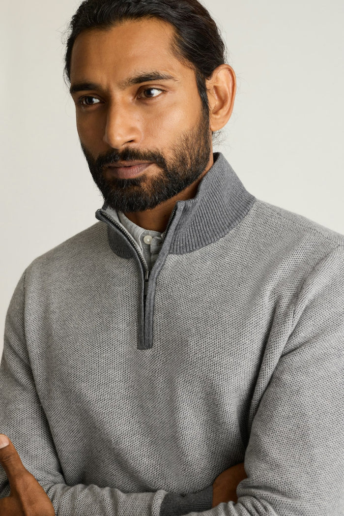 Washable Cotton Cashmere Quarter Zip