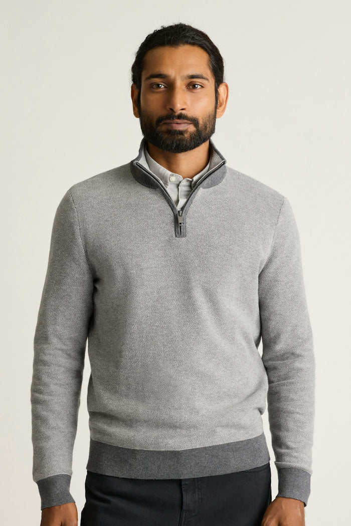 Washable Cotton Cashmere Quarter Zip