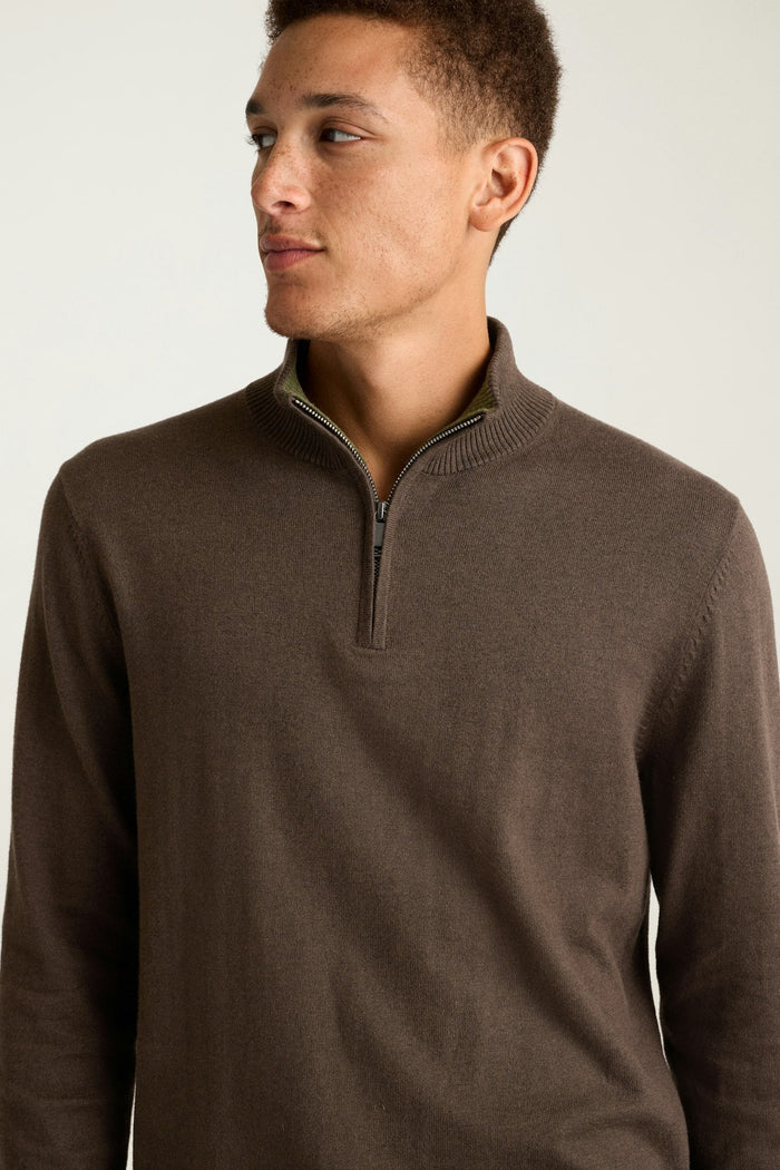 Washable Cotton Cashmere Quarter Zip