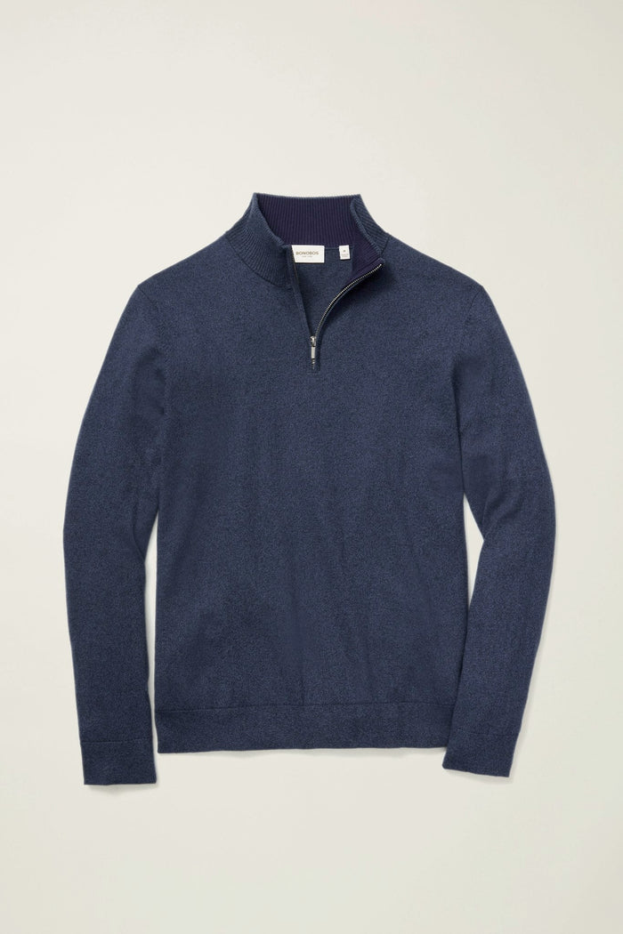 Washable Cotton Cashmere Quarter Zip