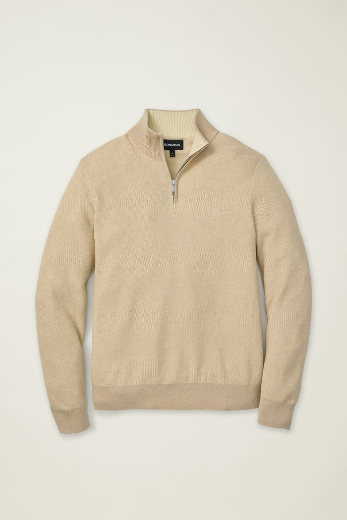 Washable Cotton Cashmere Quarter Zip