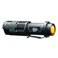 Compact black Widow Maker UV Light flashlight with textured grip, metal body, clip attachment, and illuminated orange push button designed for fishing tackle use.