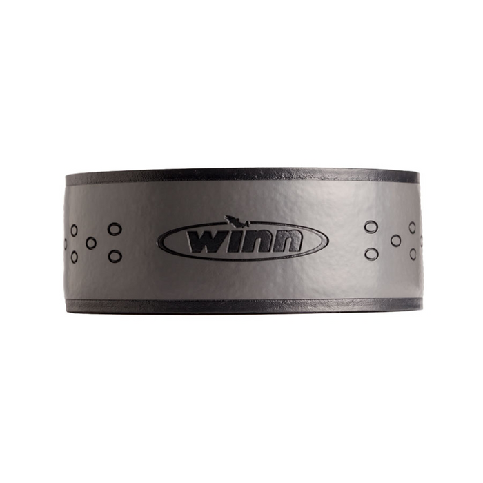 Winn 96" Superior Overwrap fishing rod grip in gray with black trim, featuring the Winn logo and textured surface for enhanced comfort and control.