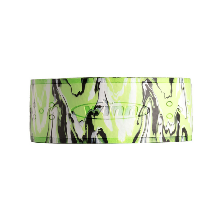 Winn 96" Superior Overwrap featuring a bright green, white, and black marbled pattern, designed for durable grip enhancement on fishing rods and tackle gear.