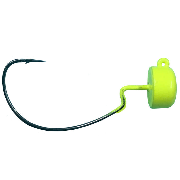 WOO! Tungsten EWG Ned Head fishing lure with a bright yellow weighted head and sharp black hook designed for effective fishing tackle use.