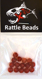 X Tackle Rattle Beads in red, small round fishing tackle beads designed to enhance fishing lures with added noise and attraction.