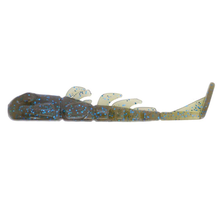 X-Zone Stealth Invader soft plastic fishing lure in translucent green with blue glitter, featuring multiple flexible appendages designed to mimic prey movement.