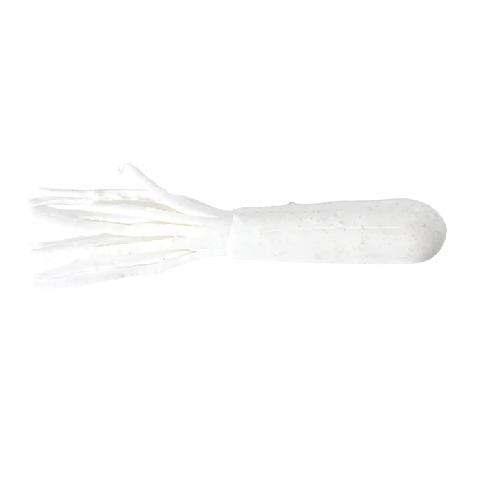 X-Zone X-Tubes fishing lure in solid white with multiple soft tentacle-like appendages designed for attracting musky and other game fish.