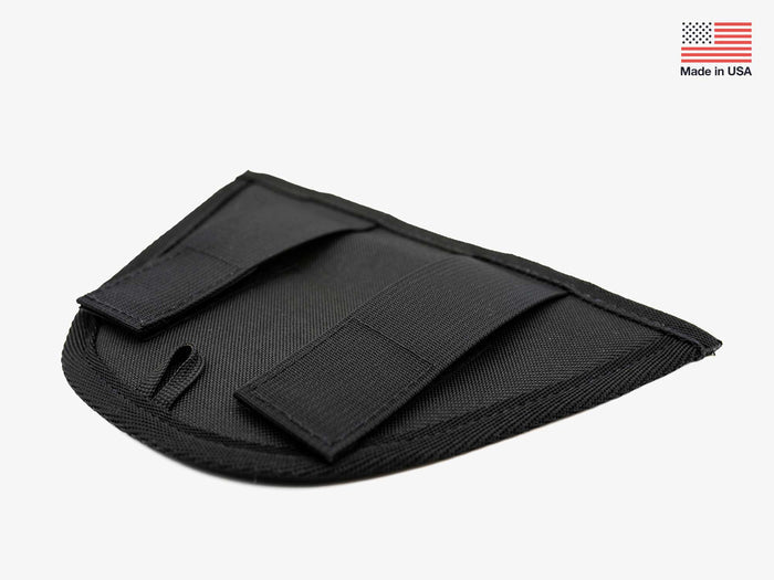 Yakoda Net Holster in black durable fabric with adjustable straps for secure attachment, designed for convenient carrying of fishing tackle and gear.