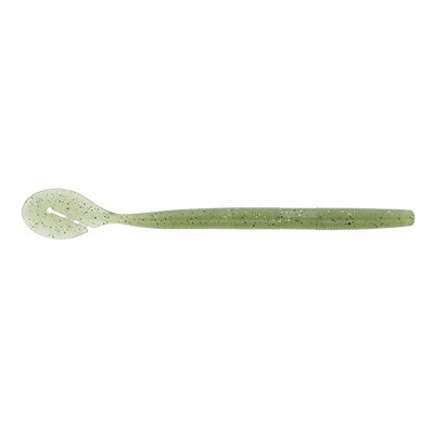 Yamamoto 7" Speed Senko soft plastic fishing lure in a translucent green color with subtle glitter, designed for freshwater fishing tackle.