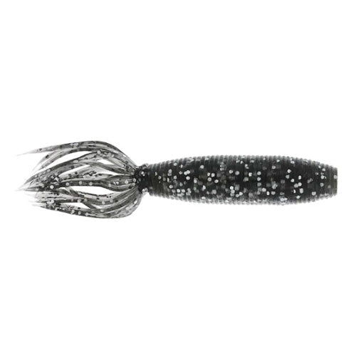 Yamamoto Fat Ika fishing lure in smoke silver color with a soft body and multiple flexible tentacle-like appendages designed for musky fishing tackle.