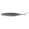 Yamamoto Hinge Minnow soft fishing lure in translucent green and purple with glitter accents and a forked tail, designed for effective fishing tackle use.