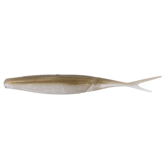 Yamamoto Hinge Minnow fishing lure in translucent natural colors with a soft body and forked tail, designed for effective fishing tackle use at Thorne Bros.
