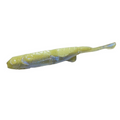 YG.Labo Witch Lana FM fishing lure in pale yellow with a long slender body and a paddle tail designed for realistic movement in water.