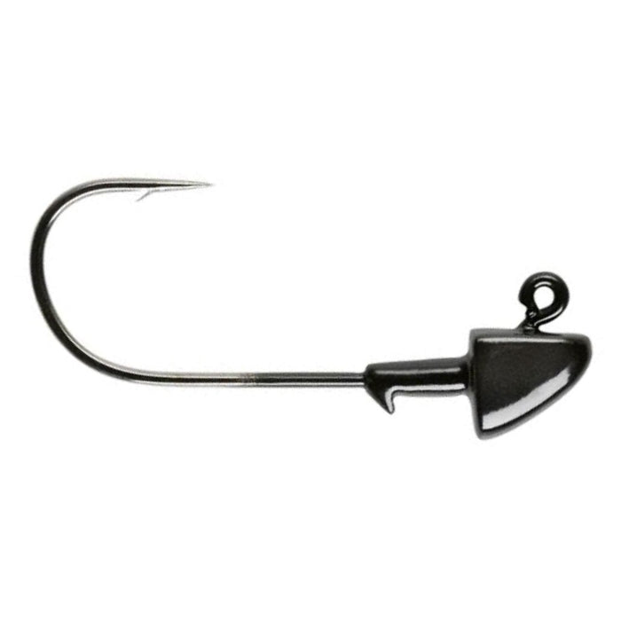 Yum Yumbrella Money Head Jig featuring a sharp, curved fishing hook with a weighted black head designed for use in fishing tackle and lures.