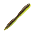 Z-Man Finesse TRD Fattyz 3.25" soft plastic fishing lure with a segmented, worm-like body featuring a dark upper side with orange and black flakes and a bright chartreuse underside.