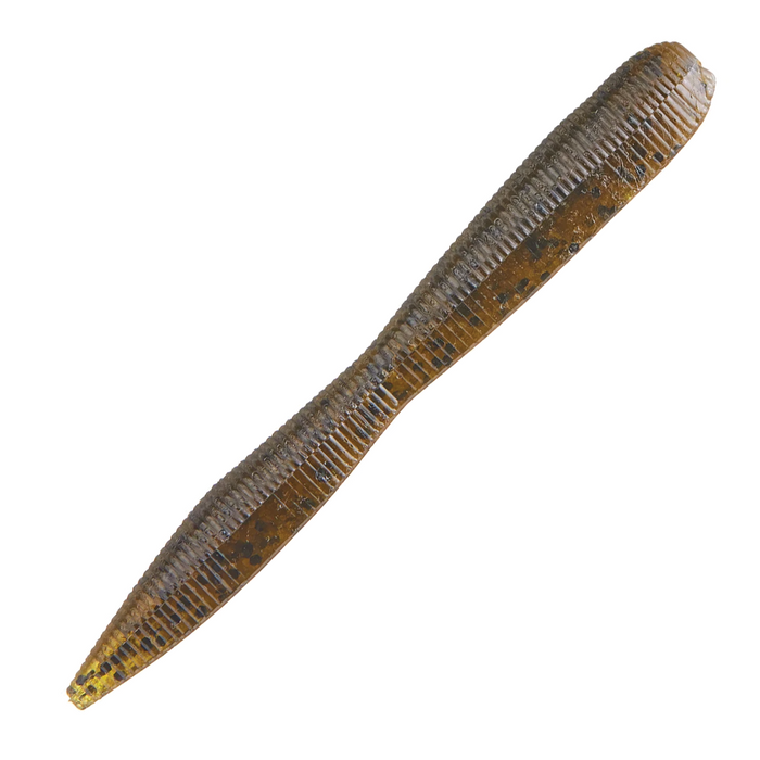 Z-Man Finesse TRD Fattyz 3.25" soft fishing lure in brown with ribbed texture, designed for finesse fishing techniques targeting freshwater species.