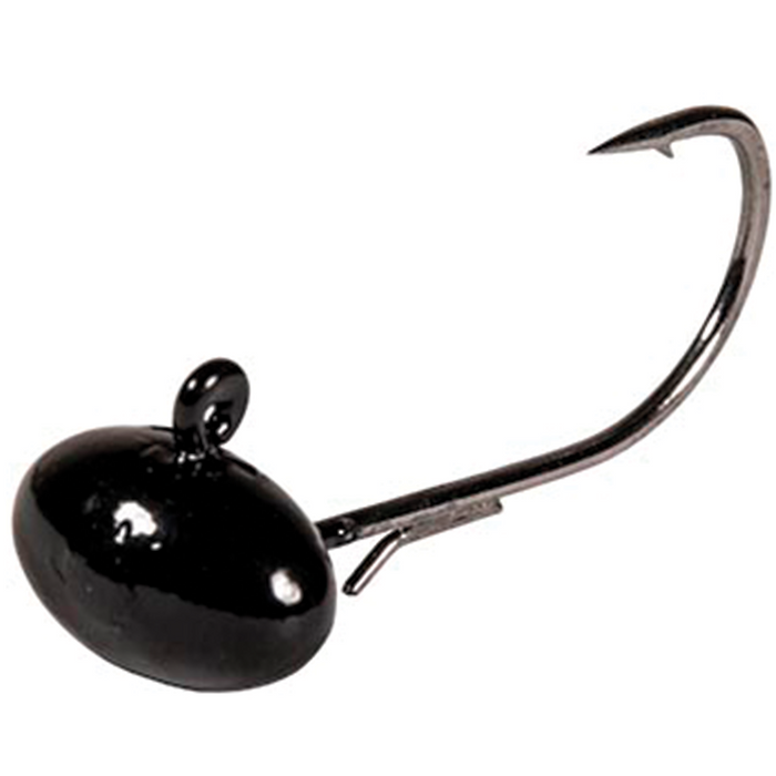 Z-Man Football Nedz fishing lure featuring a black football-shaped head with a single curved hook, designed for effective fishing tackle use.