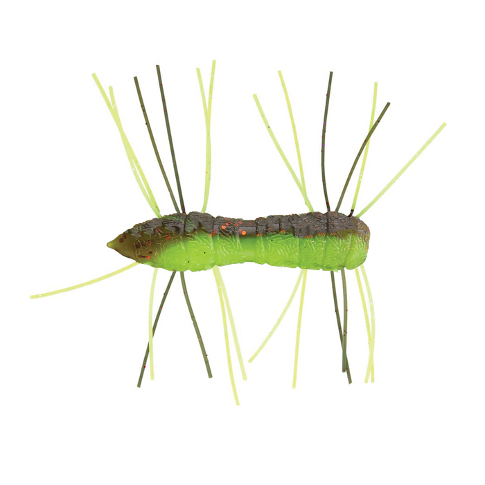 Z-Man Fuzzy Bugz fishing lure in green and brown with multiple flexible appendages designed to mimic a bug for effective fishing tackle use.