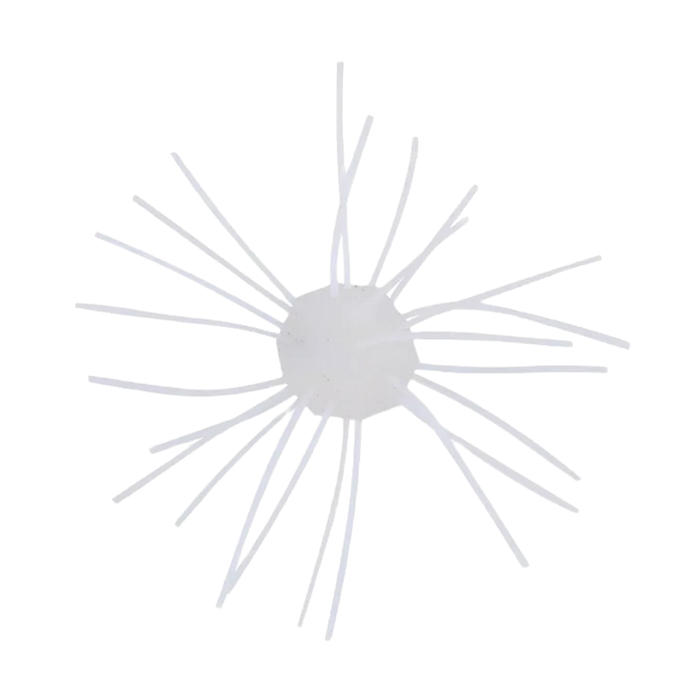 Z-Man Fuzzy Nuggetz fishing lure featuring a soft, translucent white body with multiple flexible appendages designed to mimic natural prey and enhance fishing tackle effectiveness.