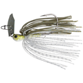 Z-Man Jackhammer Baby Jack Chatterbait with a green and white skirt, detailed head, sharp hooks, and metal blade designed for fishing tackle and lure applications.