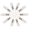 Clear tubular fishing rig components arranged in a circle, each containing two small metal ball rattles, designed as Z-Man Rattle-Snaker Replacement Rattles for fishing tackle use.