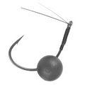 Close-up view of a Zappu Zero Inch Wacky Plus Hook featuring a sharp curved hook attached to a round weighted jig head with a weed guard wire, designed for fishing tackle and lures.