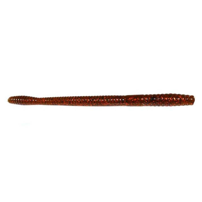 Zoom 7" Magnum Trick Worm fishing lure in brown with red flecks, designed for realistic movement and effective attraction in fishing tackle setups.