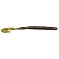 Zoom Magnum UV Speed Worm fishing lure with a ribbed body and curly tail in green pumpkin color suitable for fishing tackle and lure enthusiasts.