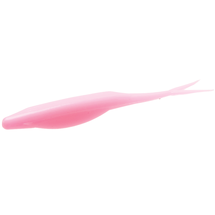 Zoom Bait Company Super Fluke fishing lure in pink, designed for lifelike movement to attract fish, ideal for fishing tackle and enhancing angling success.