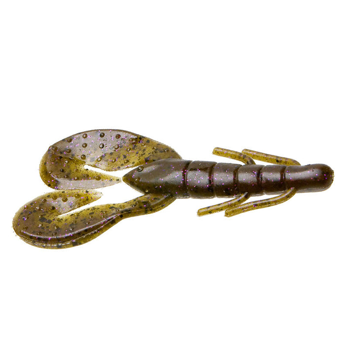 Zoom Super Speed Craw soft fishing lure in brown with black speckles, designed to mimic a crawfish for attracting freshwater fish.